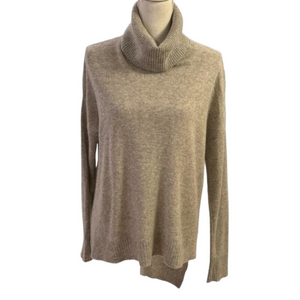 Vertical Design Cashmere 2-Ply 100% Asymmetrical Turtleneck Sweater Size S